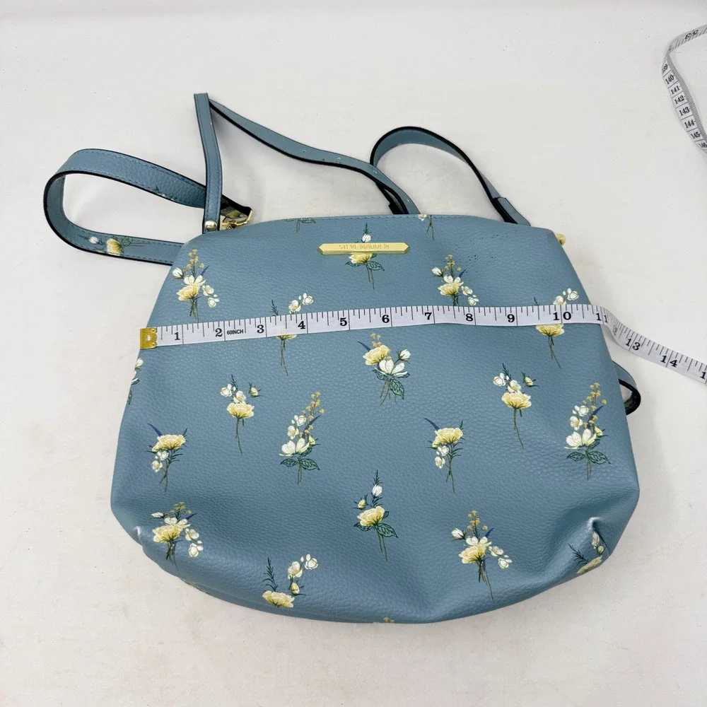 Steve Madden Small Hobo Bag Blue Floral Small Crossbody Leather Shoulder Bag